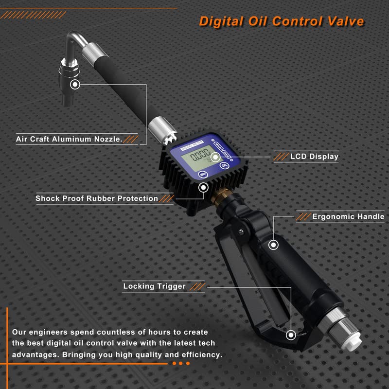 Heavy Duty Air Operated Oil Control Valve Digital Meter - Pneumatic Fuel Nozzle 50GPM 70Bar 1/2" BSP Inlet