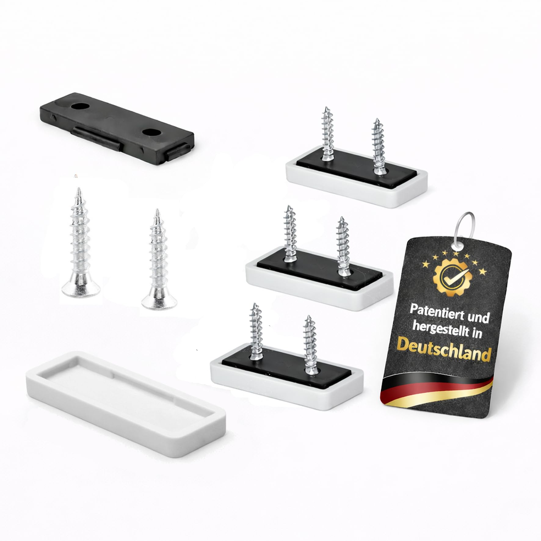 WAGNER QuickClick® Plastic glides chair glides I 4pcs. set to screw on I 4x base + 8x screw + 4x glide insert interchangeable - plastic HYPER - insert 32 x 15 mm - Made in Germany - 15782900