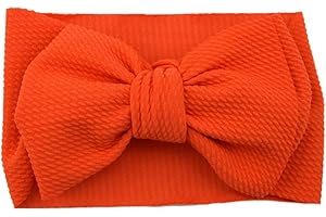 Koolgil Baby Girl's 8'' Soft Big Bow knot Nylon Headband Toddler Hairband for Photography Travel Party Festivals (Orange)