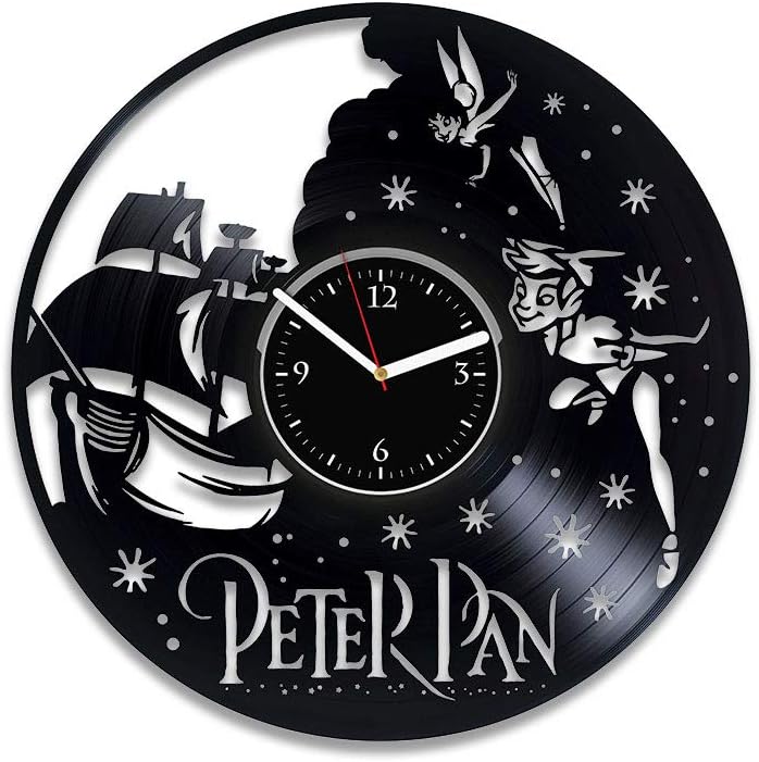 Clock Peter Pan Decor Disney Wall Art Peter Pan Vinyl Wall Clock Disney Wall Clock Large Peter Pan Disney Clock Xmas For Kids Cartoon 12 Inch Clock Peter Pan Birthday For Boy Disney Vinyl Wall Clock