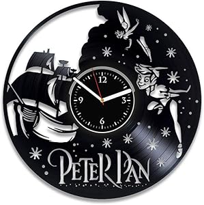 Clock Peter Pan Decor Disney Wall Art Peter Pan Vinyl Wall Clock Disney Wall Clock Large Peter Pan Disney Clock Xmas For Kids Cartoon 12 Inch Clock Peter Pan Birthday For Boy Disney Vinyl Wall Clock