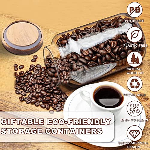 GGEROU Airtight Glass Storage Jar with Acacia Wood Air-tight Lid, 3 Pack Borosilicate Kitchen Canisters, Pantry Organization, Ideal for Coffee, Nuts, Cookie (Mix)