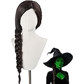 playneeu Witch Elphaba Extra Long Braided Wigs – Black Brown Witch Cosplay Braid Wig for Women Movie Halloween Party