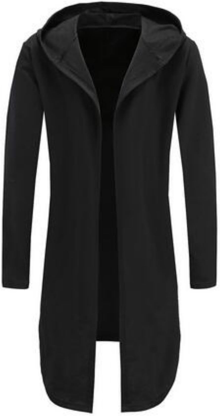 Colygamala Men's Fashion Long Cape Cardigan Sweatshirt Hoodie Black Cloak Outerwear