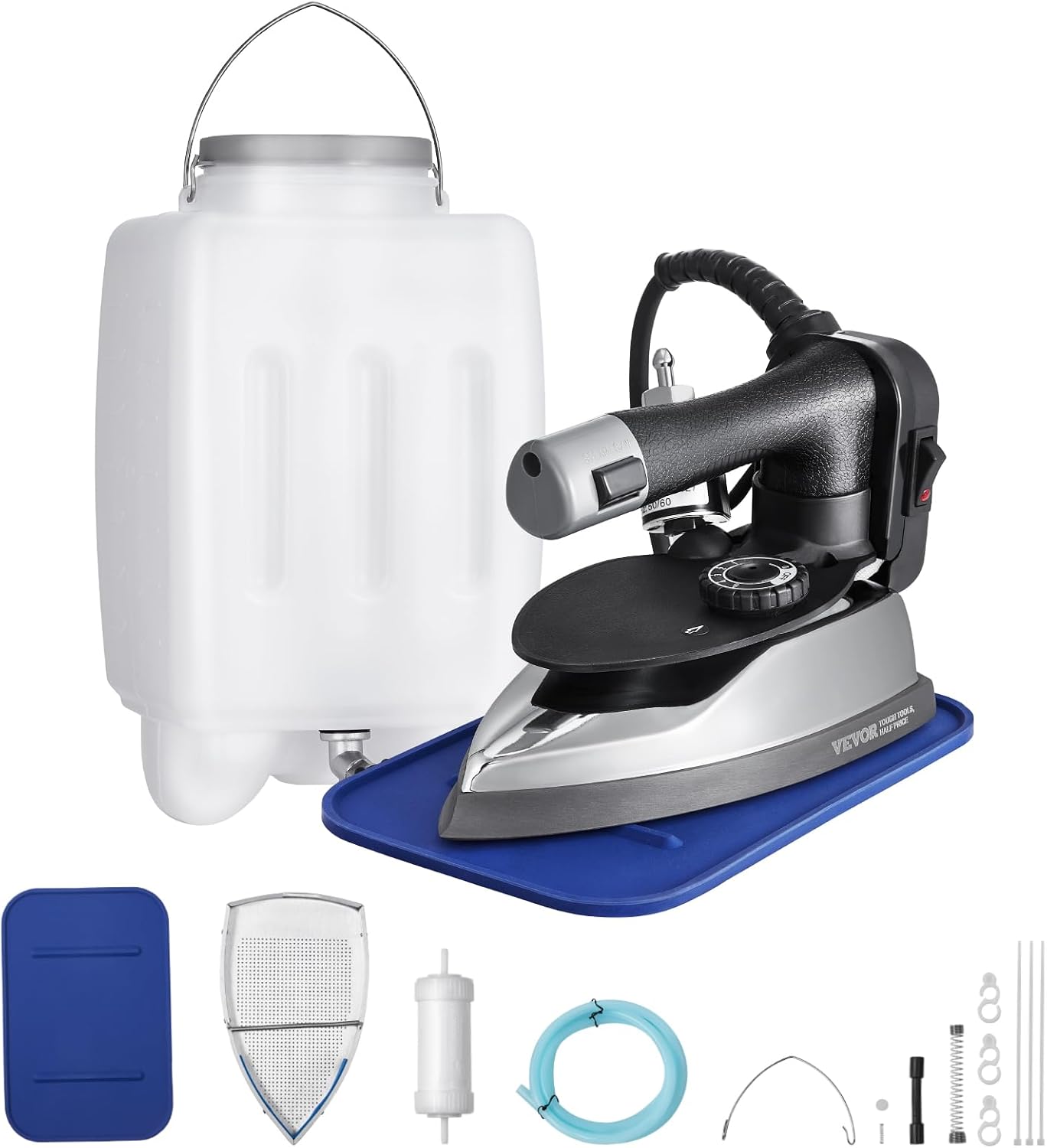 VEVOR Gravity Feed Steam Iron, 1000W Gravity Feed Iron with 3.5 L Large Capacity Tank, Demineralizer Cartridges, Non-Stick Ironing Shoe, 5 Temperature Settings, Industrial Electric Steam for Ironing