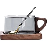 ARGUMENTATION 220 ml borosilicate glass coffee cup can hold Americano, latte, cappuccino, cereal, milk, ice cream, tea. Matching gift box