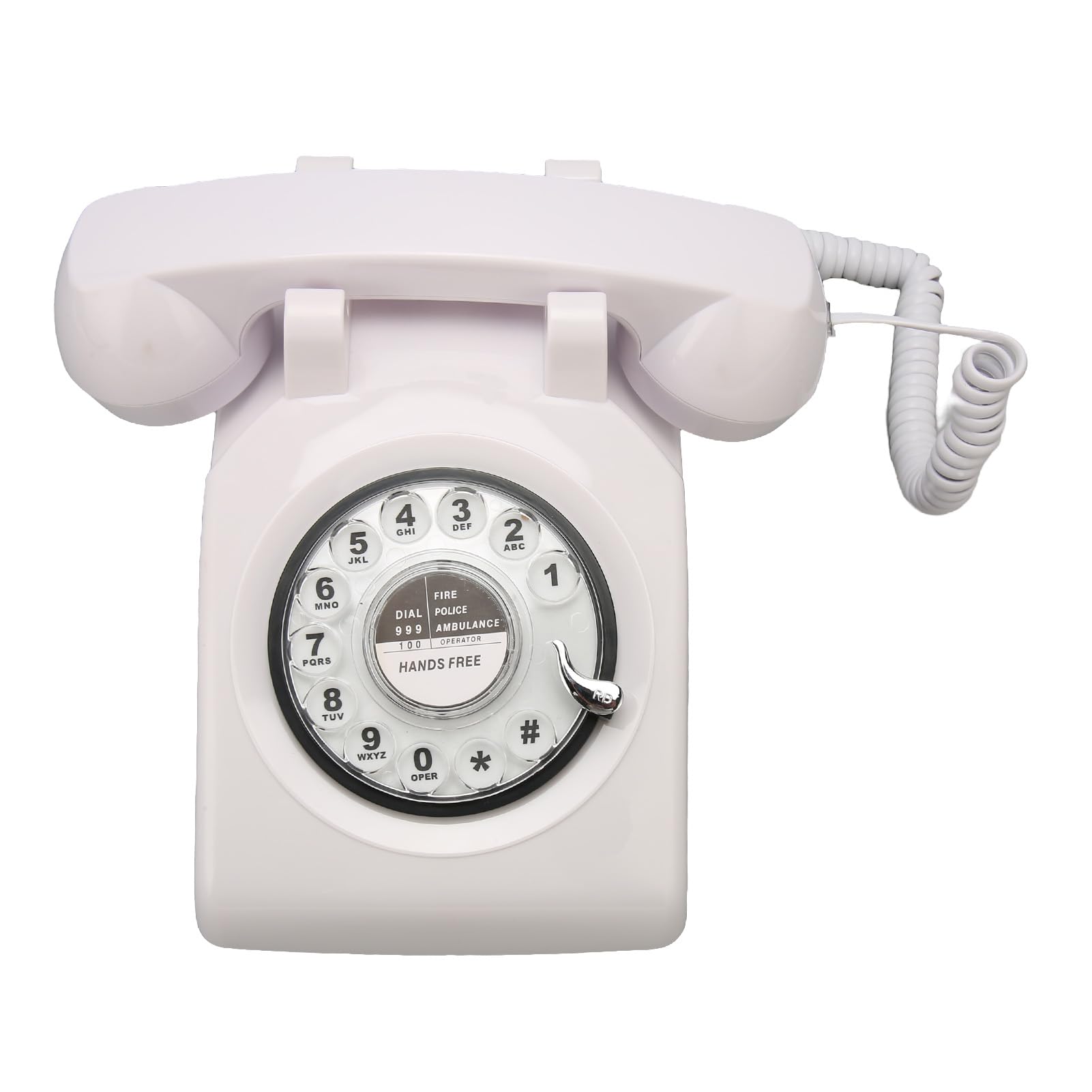 Retro Landline Telephone, 1980s Vintage Corded Rotating Dial Phone Old Fashioned Desk Telephone, for Home Office Hotel (White)