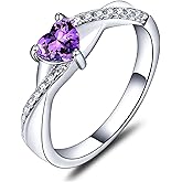 YL 925 Sterling Silver Engagement Rings 5MM Heart Cut Birthstone Infinity Ring for Women-size5
