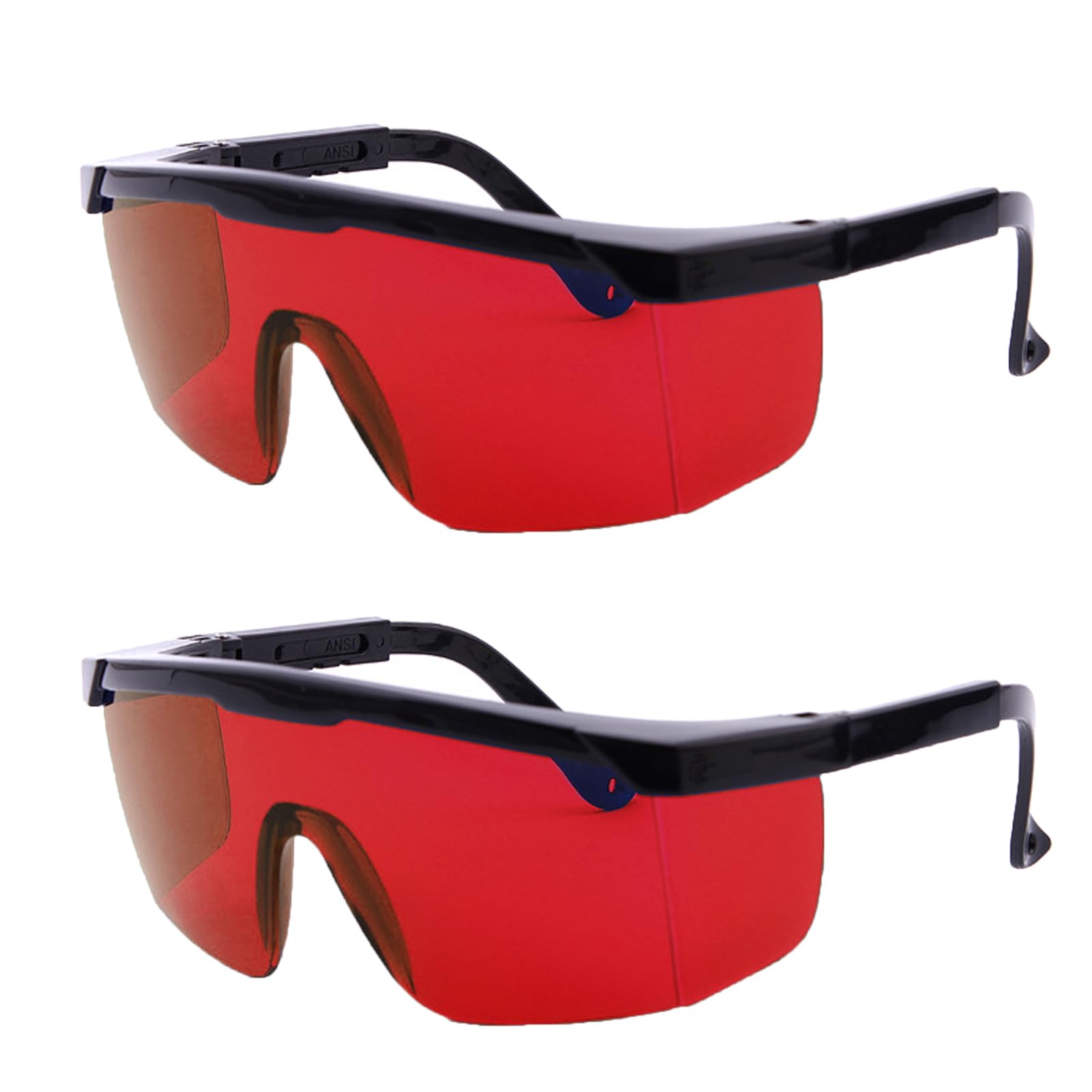 SEIWEI 2 Pack Safety Glasses for Lasers, 190nm - 540nm OD 5+ Laser Engraver Protective Goggles Eye Protection Eyewear for Work [Red]