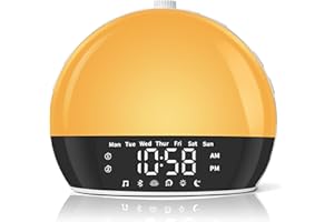 Risop Wake Up Light Sunrise Alarm Clock for Heavy Sleepers, All-in-One Smart Bedside Device with Bluetooth Speaker, FM Radio, Dual Alarm & Sleep Aid Night Light, Best Gift for Adults & Kids.