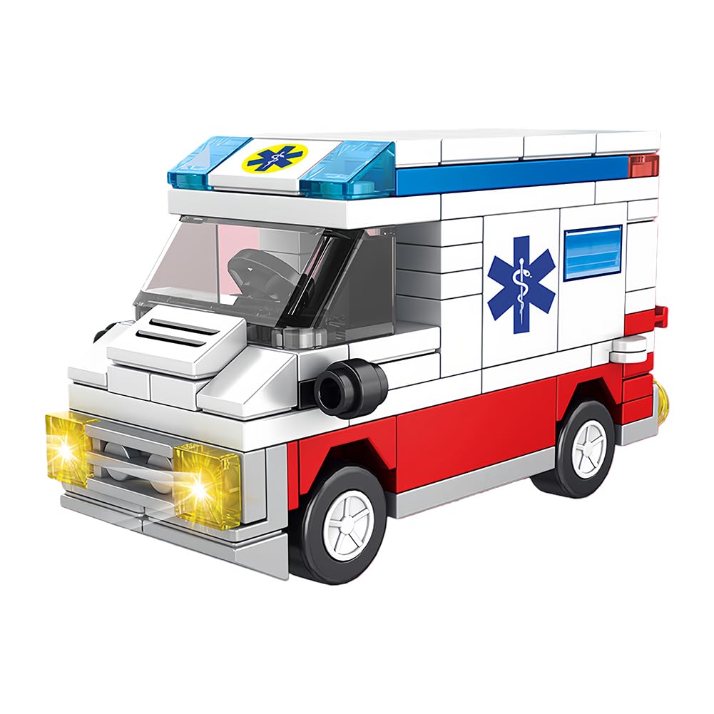 MGKEOUF Car Building Blocks, DIY Building Block Model Toys, Car Model Building Blocks, Home Decor Ornament Gifts for Adults Teens Children (Ambulance)