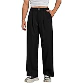 SHENHE Men's Pleated Low Waist Wide Leg Suit Pants Casual Dress Wide Leg Loose Long Pants with Pocket