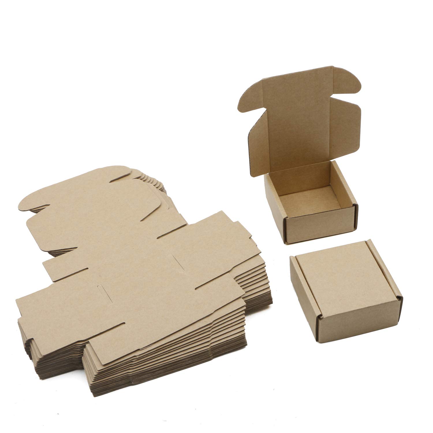 Pxyelec 20pcs Shipping Boxes, 3.3 x 3.3 x 1.5 inches Cardboard Box for Small Business Packaging Mailing Storage