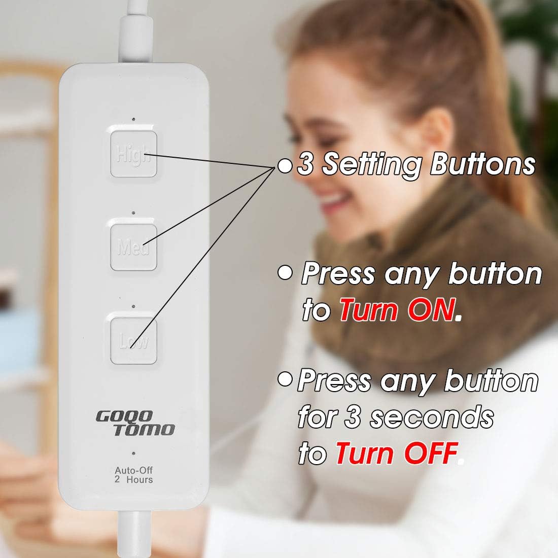 Heating Pad Fast-Heating Technology for Back/Waist/Abdomen/Shoulder/Neck Pain and Cramps Relief - Moist and Dry Heat Therapy with Auto-Off Hot Heated Pad by GOQOTOMO-HW-PJ: Health & Personal Care