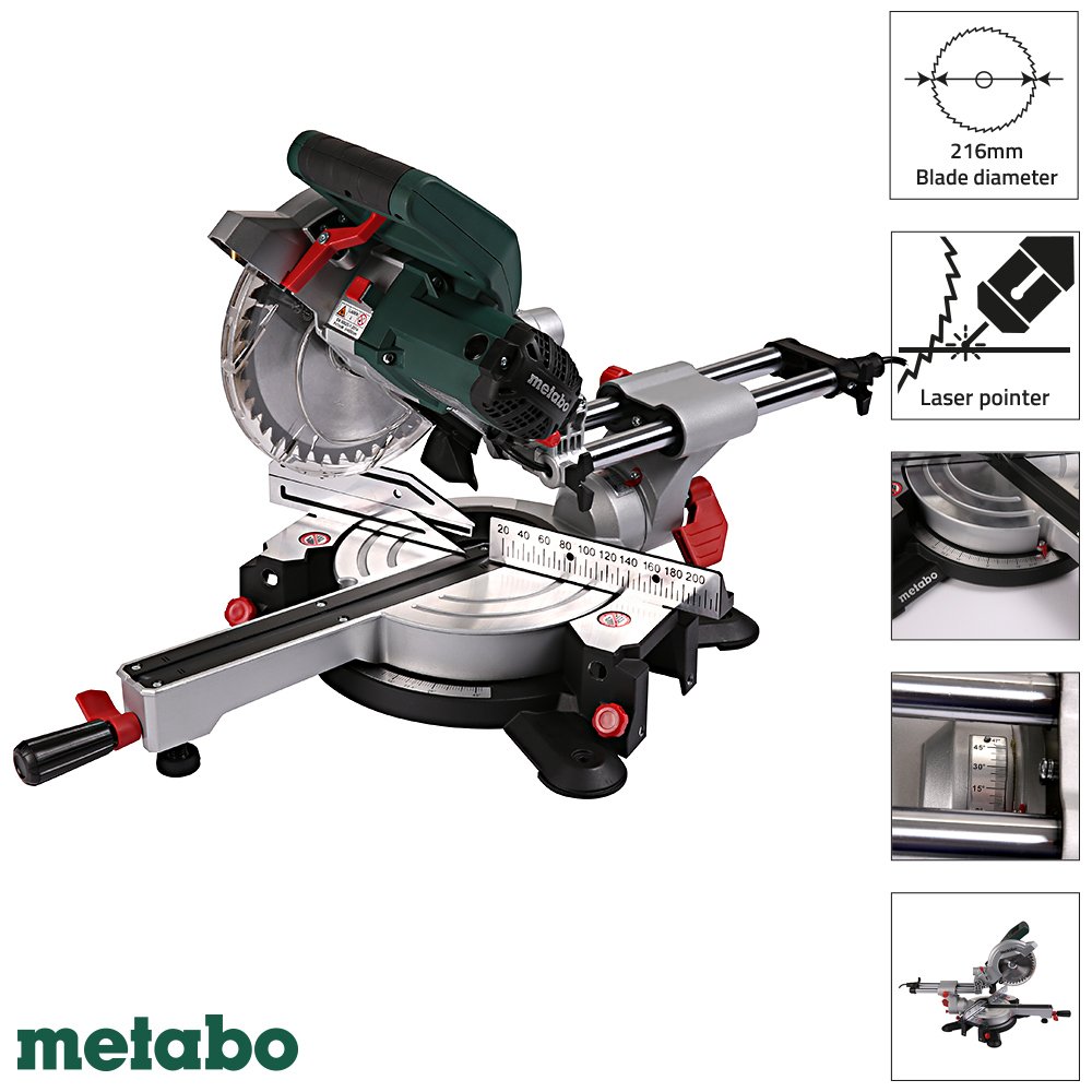 Metabo KGS216M 1500 W 240 V 216 mm Sliding Mitre Saw