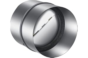 iPower 6 inch Backdraft Shutter Damper Back Draft Blocker, One-Way Airflow Ducting Insert Backflow Preventer with 2 Inline Springs Loaded Folding Blades, 6", for HVAC Extractor Fan Vent, Range Hoods