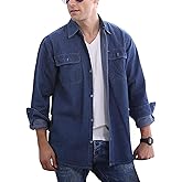 PAODIKUAI Men's Regular fit Long Sleeve Denim Shirt Comfort Work Shirt with Pocket