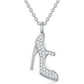 BETHZA 1/5CT Diamond High Heel Shoe Necklace for Women Sterling Silver Natural Diamond Exquisite Pendant Jewelry Gift for Her Mom Wife