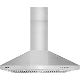 RCA R-RHWM1H30BSS 30 in. Heritage Collection 400 CFM Ducted Wall Mount Range Hood, Push Button Controls, LED Lights, Stainles