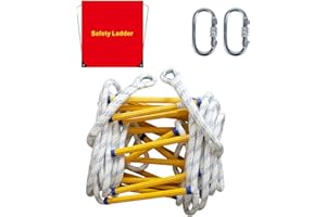 PETONLINE Fire Escape Ladder 2 Story Homes, Emergency Fire Escape Ladder with Hooks Flame Resistant - Fast to Deploy, Easy to Use, Store & Reusable, Weight Capacity up to 2000 pounds, Safety Rope Ladder 16 FT