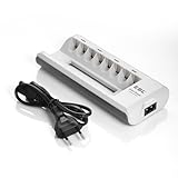 EBL 808 - Cargador de batería con 8 ranuras para baterías recargables del tipo AA / AAA para Ni-MH Ni-Cd