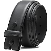 ayamoti Men's Full Grain Leather Belt with Snap-On Strap 1 1/2" Wide without Buckle