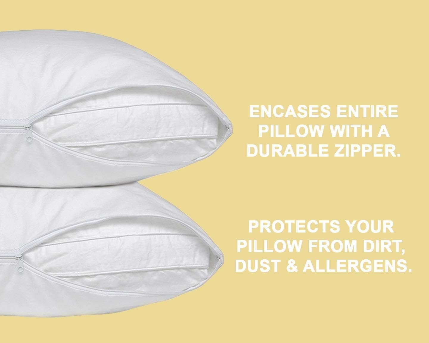 CIRCLESHOME Standard Pillow Protectors 2 Pack | 100% Cotton Breathable Pillow Covers | Protects from Dirt, Dust & Allergens | Hypoallergenic & Quiet (Standard - Set of 2-20x26): Home & Kitchen