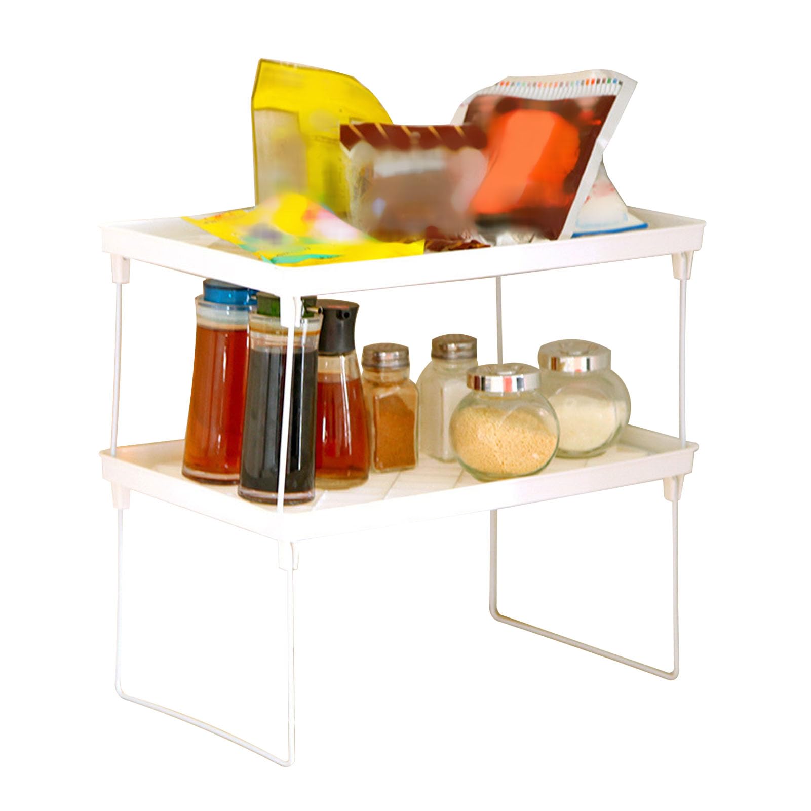 TOPINCN Kitchen Cabinet and Counter Shelf Organizer, Pantry Organizer Cabinet Storage Shelf Rack Multifunction Foldable Counter Cupboard Storage Shelf Spice Rack for Bathroom Countertop