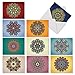 The Best Card Company - 10 Blank Note Cards Assortment (4 x 5.12 Inch) - Zen Patterns and Symbols, Bulk Boxed Set - Mandala Mania M3964