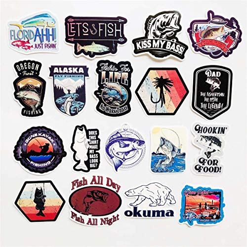 50PCS Fishing Stickers Waterproof Laptop Stickers Car Bicycle Suitcase Computer Water Bottle Mobile Phone Stickers Water Resistant Decals (Fishing) - Thumbnail 2