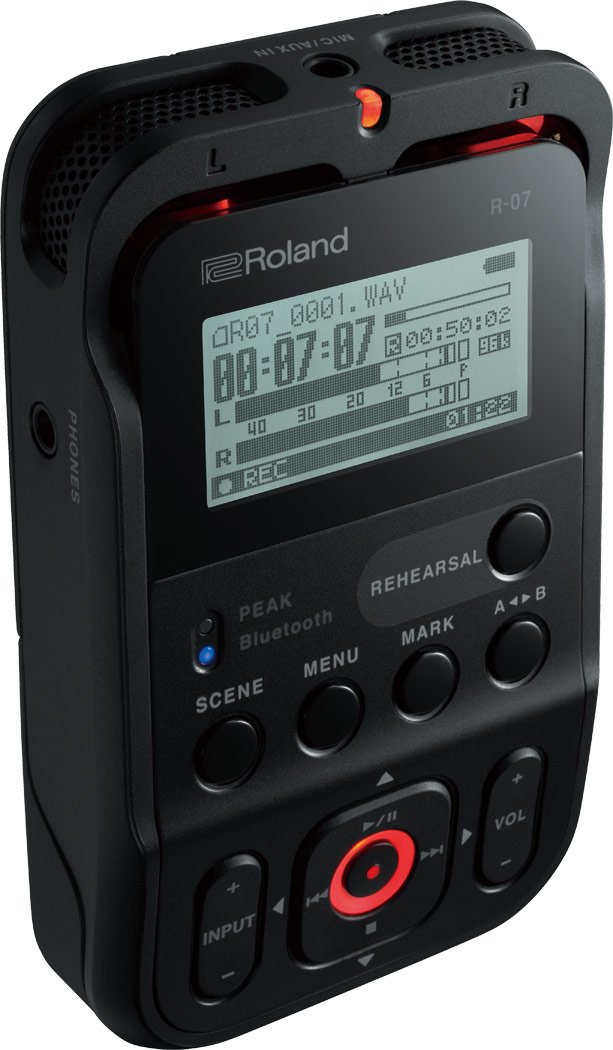 ROLAND High-Resolution Portable Audio Recorder, Black, R-07