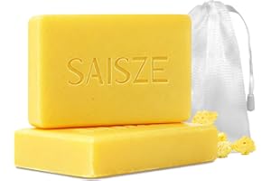 SAISZE Natural Sulfur Soap, Sulfur Face Wash Bar Keeps Pores Cleaner, Organic Sulphur Soap Bar Helps Oily Skin, 4 Ounce (Pack