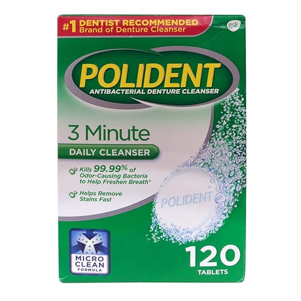 POLIDENT 3 MINUTE, ANTIBACTERIAL DENTURE CLEANSER 120 EA (3 PACK)