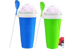 RAUMAXE Slushy Cup,2 PACK Slushy Maker Cup Tik Tok Frozen Magic Squeeze Cup Cooling Maker Cup Freeze Mug Milkshake Smoothie Mug (BLUE+GREEN)