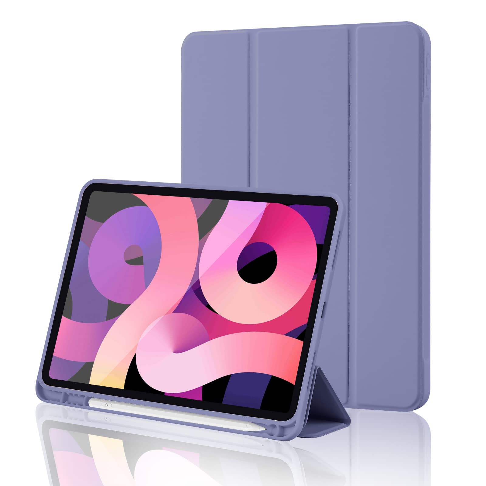 Palkitsee iPad 10th Generation Case with Pen Holder 2022, iPad 10.9 Inch 2022 Case Premium PU Leather + Soft TPU Back Case Cover with Auto Sleep/Wake, Blue Grey
