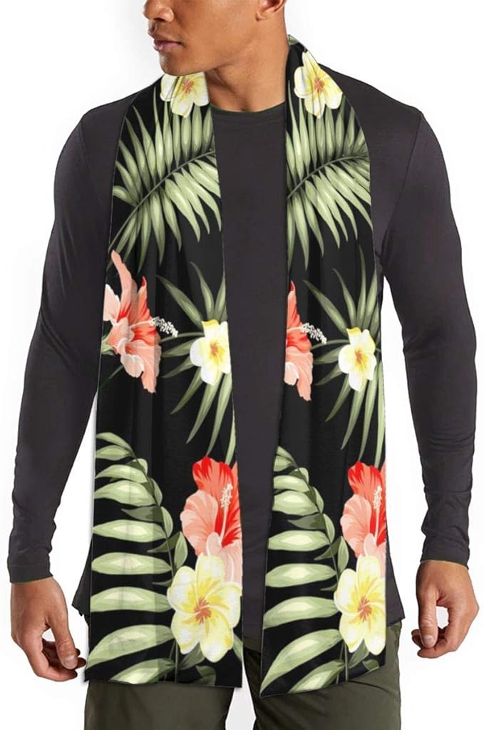 Womens Warm Long Shawl Wraps Large Scarves Hawaii Hawaiian Tropical Flowers and Jungle Palms