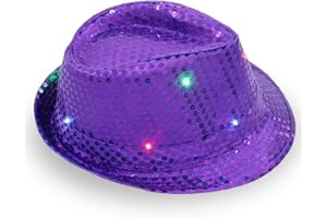 LKQBBSZ LED Light Up Sequin Fedora for Men and Woman Mardi Gras,St. Patrick’s Day Party Acessories Party Favors Party