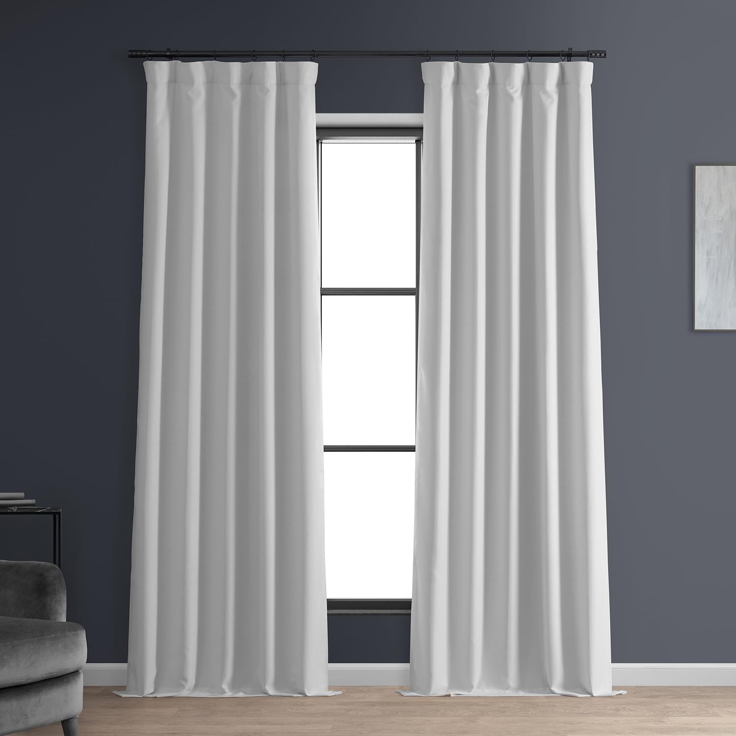 HPD Half Price Drapes Solid Thermal Insulated Blackout Curtains for Bedroom 96 Inches Long Curtain (1 Panel) Signature Blackout Linen Window Curtains for Living Room, 50W x 96L, Mission White