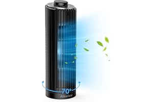Abolee Tower Fan, 23ft/s Desk Fan, 70° Oscillating Table Fan for Bedroom, Standing Table Fan with 3 Modes, 2024 New 13 Inch Bladeless fan for Bedroom, Home,Office Black