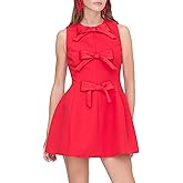 YEXPINE Women's Bow Front Mini Dress Sleeveless Crewneck Cute Cocktail Party Dress for Birthday Valentine's Day