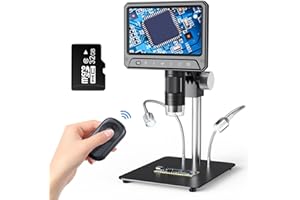 Ashfly 7" LCD Digital Microscope, Coin Microscope with 12MP Camera Sensor, 10-1200X, 1080P Video/Photo, USB Microscope for Adults Compatible with Windows/MacOS, 2 Fill Lights, Wireless Remote Control