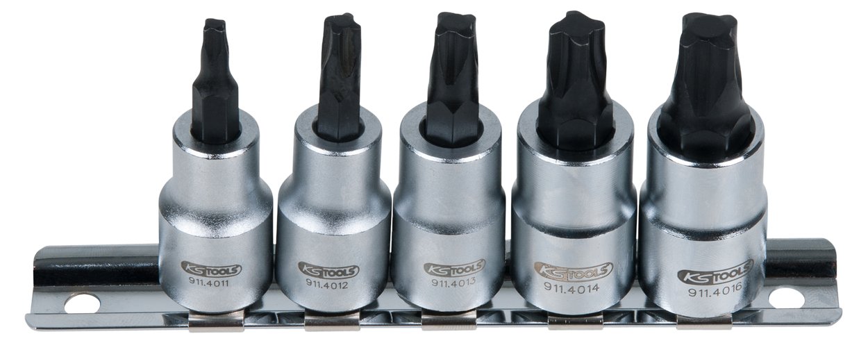 KS Tools 911.4010 Bit Socket Set for MTS Mortorq Screws 3/8 Inch 5-Piece