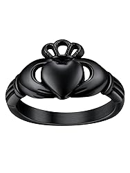 Couple Black Claddagh Rings Irish Love Jewelry for