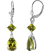 4.5 CTW 14k Solid White Gold Dangling Earrings with Natural Peridots