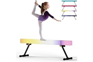 EL&IT·Wings 6ft/8ft Gymnastic Balance Beam, Adjustable High and Low Level Floor Beam - Highly Stable - Gym Practice Training Equipment for Kids Children Girls Home