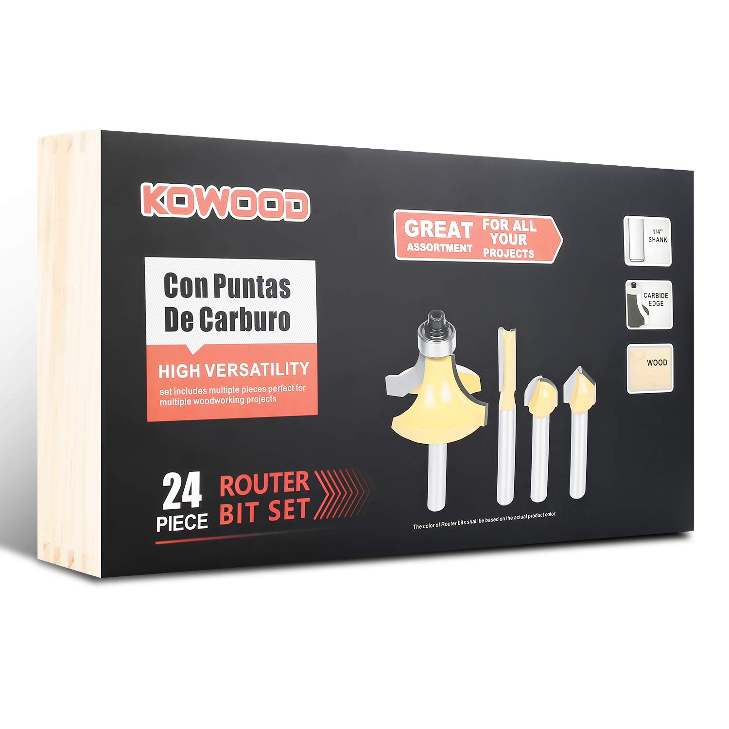 KOWOOD Router Bits Sets of 24A Pieces 1/4 Inch Shank Router Bit Set T Shape - for Commercial Users and Beginners: Industrial & Scientific