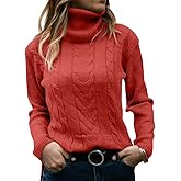 Langwyqu Womens' Turtleneck Long Sleeve Cable Knit Sweaters