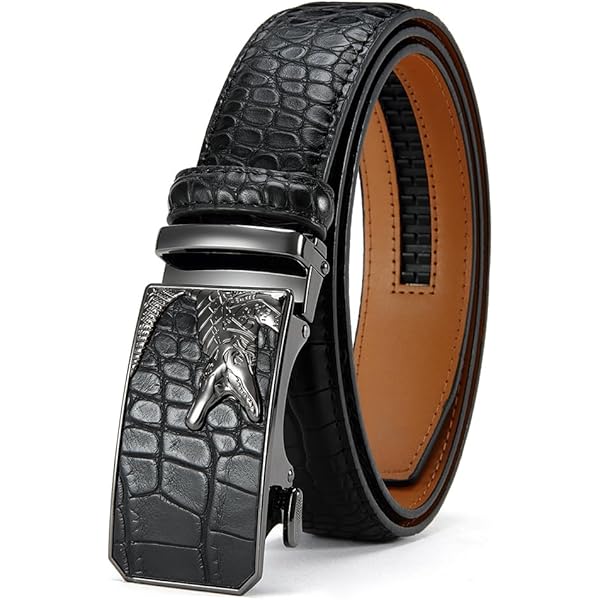 LX-SUNCX Men Belts,Alligator Belt Cowhide Crocodile Print Belt