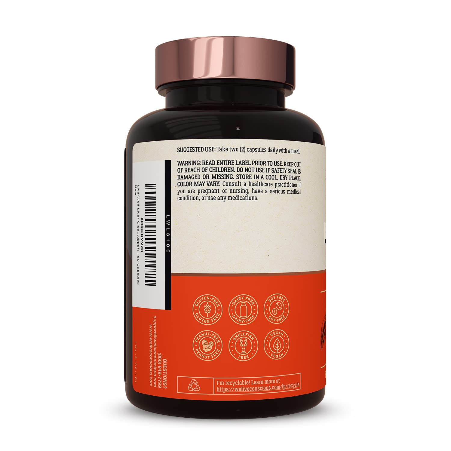 LiverWell Liver Cleanse, Rejuvenation, Metabolic Support - Liver Supplement for Liver Health w/Highly Bioavailable Milk Thistle Extract, N-Acetyl Cysteine, Alpha Lipoic Acid, Zinc, Selenium - 60 Caps