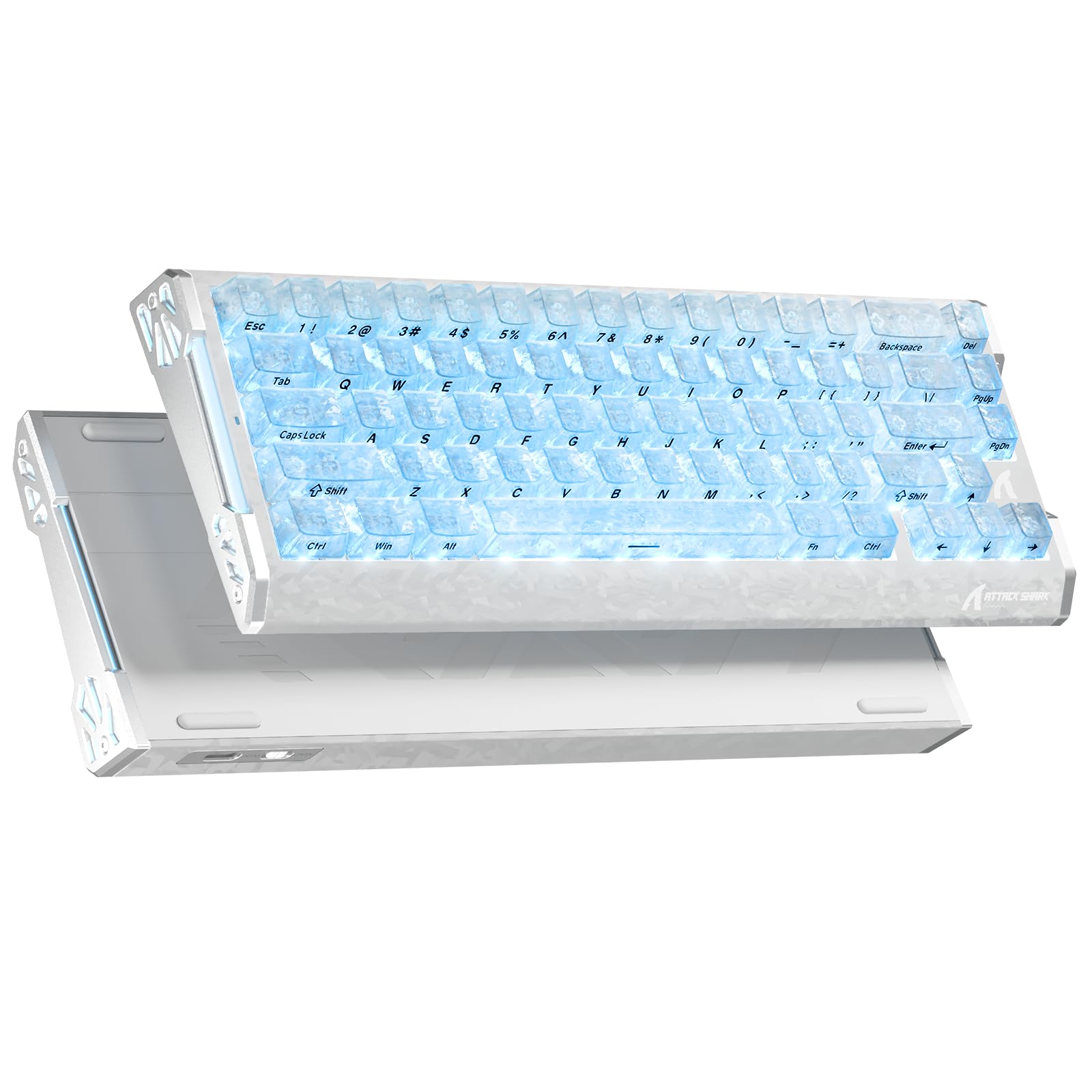 ATTACK SHARK R68HE 60% Wired Rapid Trigger 8K Mechanical RGB Gaming Keyboard with 0.005mm Accuracy,0.08ms Latency,256K Scan,Hall Effect Magnetic Switch,Carbon Fiber+CNC Aluminum Alloy for PC FPS(Ice)